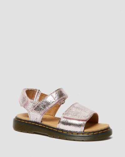 Sandalias Dr Martens Junior Romi Metallic Cuero Para Niños DR3251V